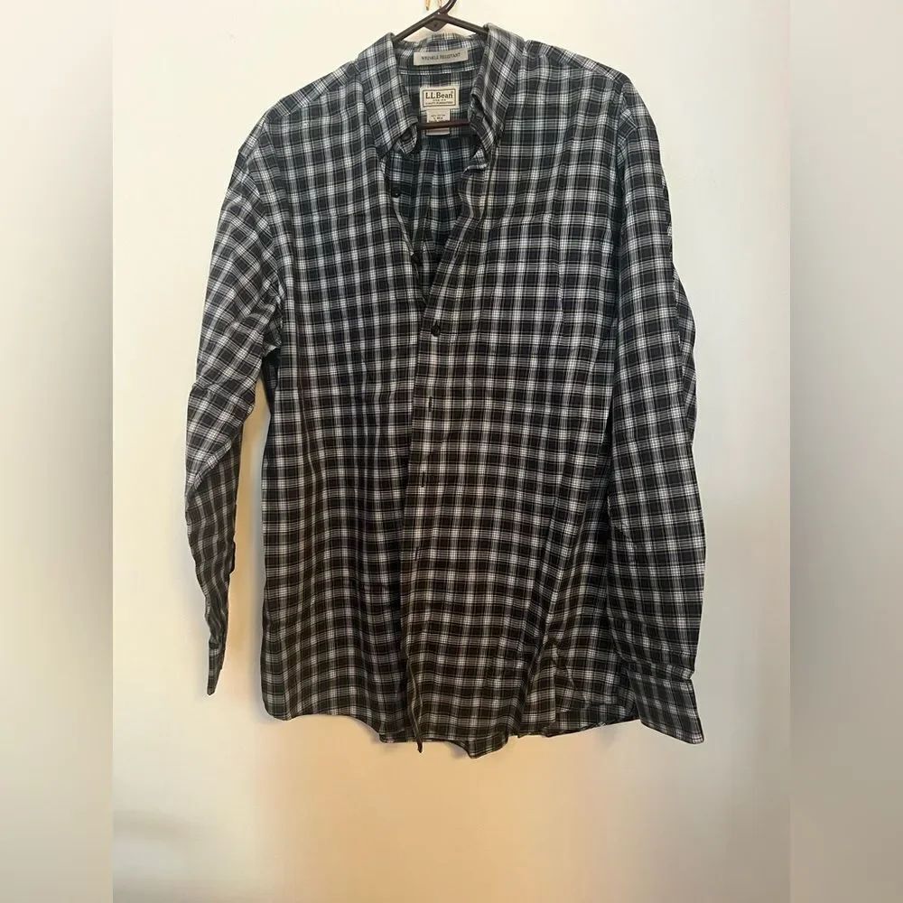 L.L. Bean Men's Plaid Shirt - Black and White